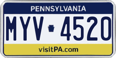 PA license plate MYV4520