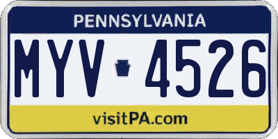 PA license plate MYV4526