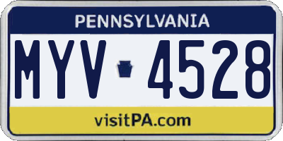 PA license plate MYV4528