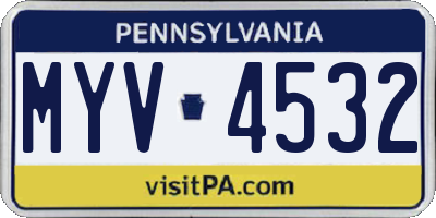 PA license plate MYV4532