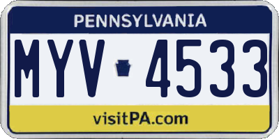 PA license plate MYV4533