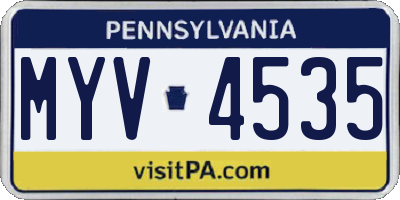 PA license plate MYV4535