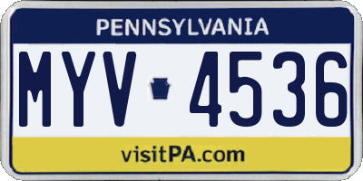 PA license plate MYV4536