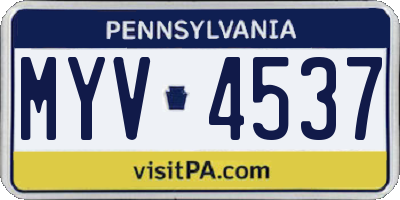 PA license plate MYV4537