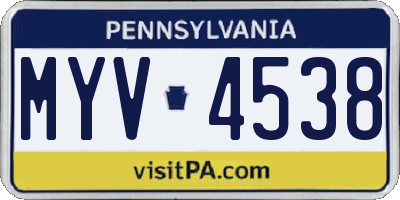 PA license plate MYV4538