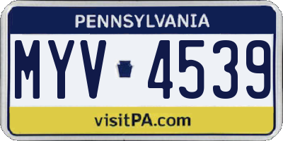 PA license plate MYV4539