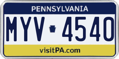 PA license plate MYV4540