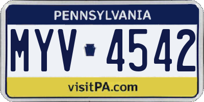 PA license plate MYV4542
