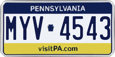 PA license plate MYV4543