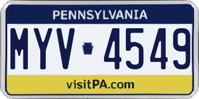 PA license plate MYV4549