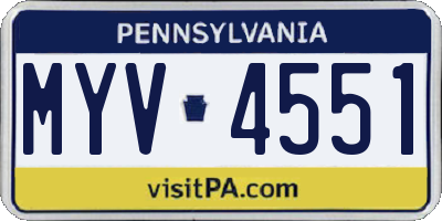 PA license plate MYV4551