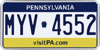 PA license plate MYV4552