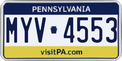 PA license plate MYV4553