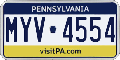PA license plate MYV4554