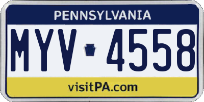 PA license plate MYV4558