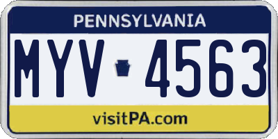 PA license plate MYV4563