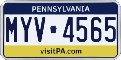 PA license plate MYV4565