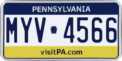 PA license plate MYV4566