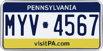 PA license plate MYV4567