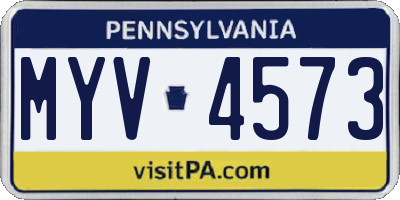 PA license plate MYV4573