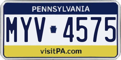 PA license plate MYV4575