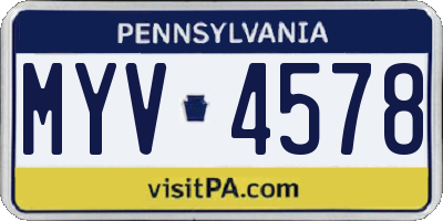 PA license plate MYV4578