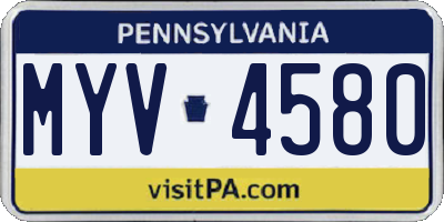 PA license plate MYV4580