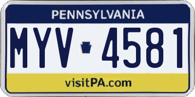 PA license plate MYV4581