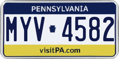 PA license plate MYV4582