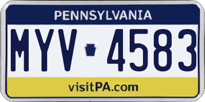 PA license plate MYV4583