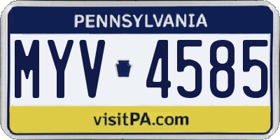 PA license plate MYV4585