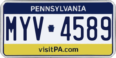PA license plate MYV4589