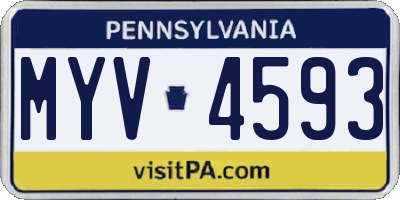 PA license plate MYV4593