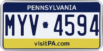 PA license plate MYV4594