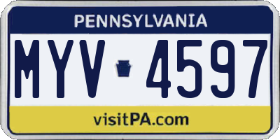 PA license plate MYV4597