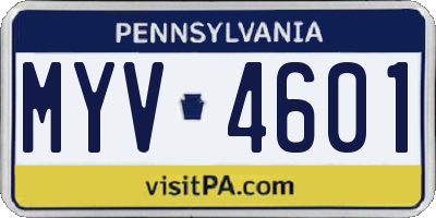 PA license plate MYV4601
