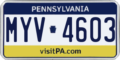 PA license plate MYV4603