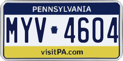 PA license plate MYV4604