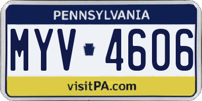 PA license plate MYV4606