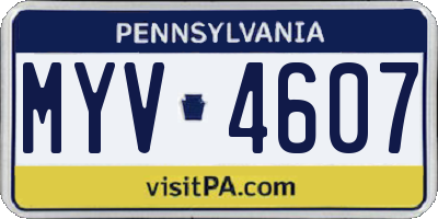 PA license plate MYV4607