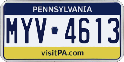 PA license plate MYV4613