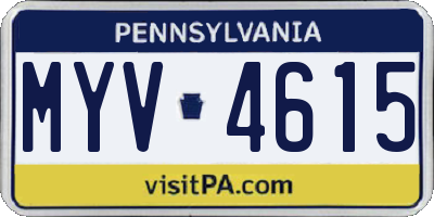 PA license plate MYV4615