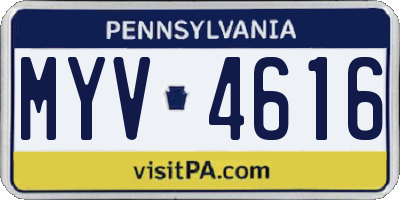 PA license plate MYV4616