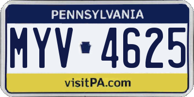 PA license plate MYV4625