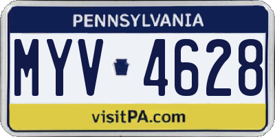 PA license plate MYV4628