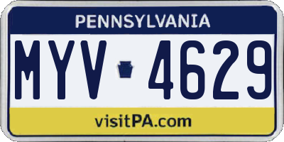 PA license plate MYV4629