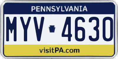PA license plate MYV4630