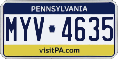 PA license plate MYV4635