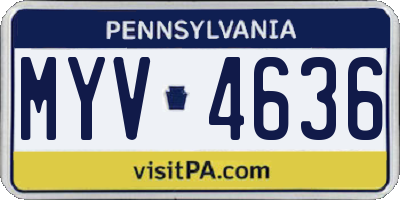 PA license plate MYV4636