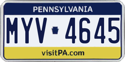 PA license plate MYV4645